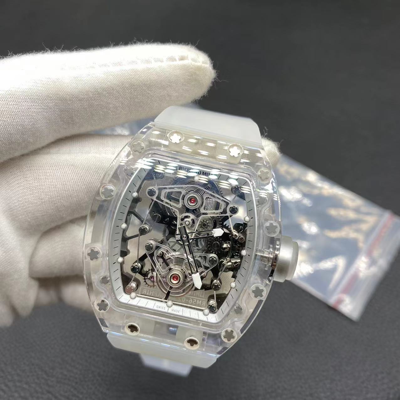 Richard Mille Swiss Made Clone RM 56-02 Sapphire Skeleton Real Tourbillon