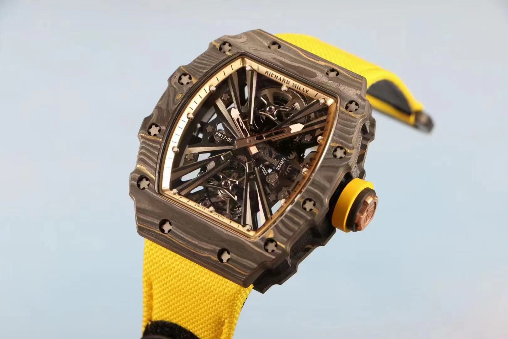 Richard Mille Replica 12-01 Real Tourbillon Real Carbon Movement Swiss Clone - IP Empire Replica Watches