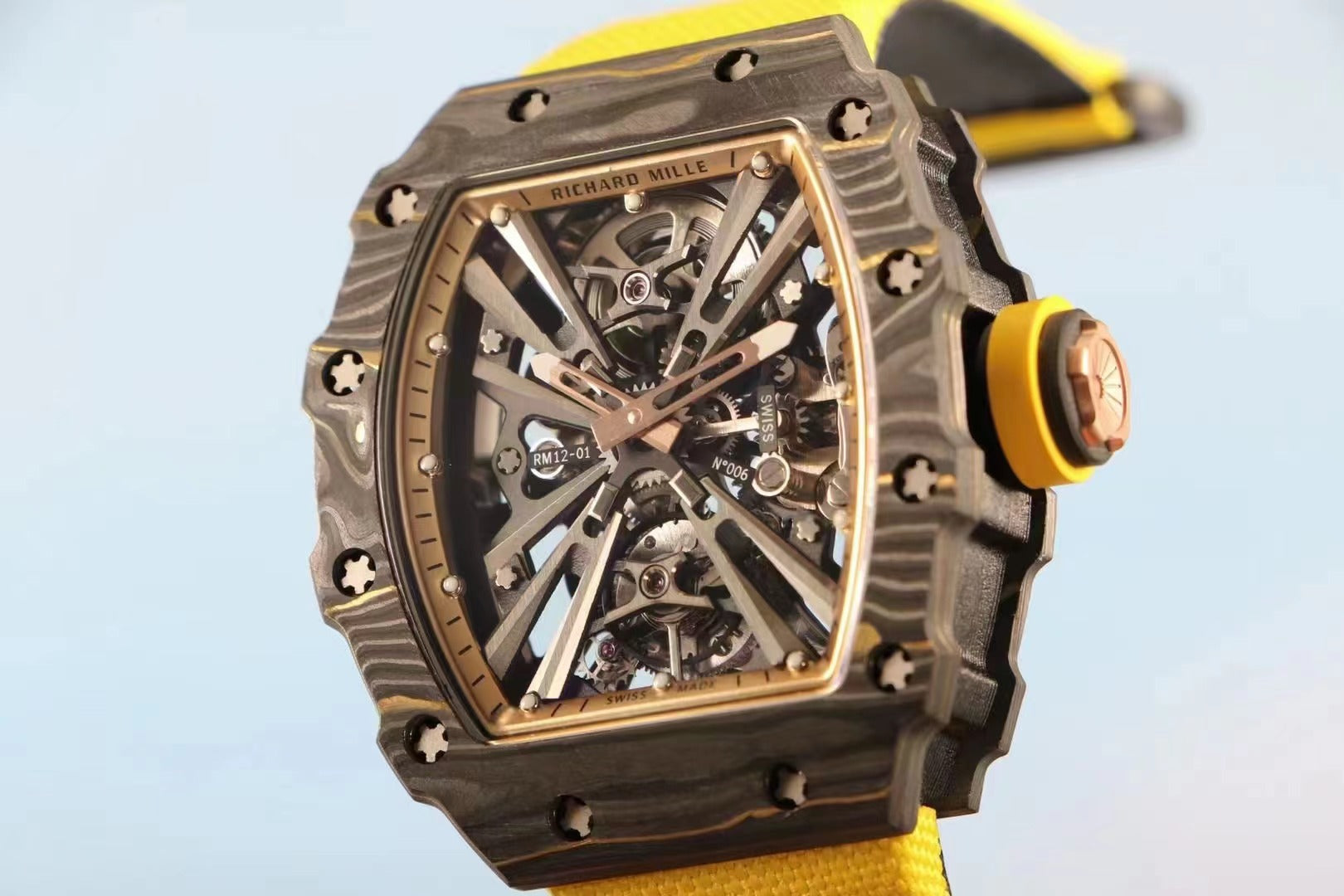 Richard Mille Replica 12-01 Real Tourbillon Real Carbon Movement Swiss Clone - IP Empire Replica Watches