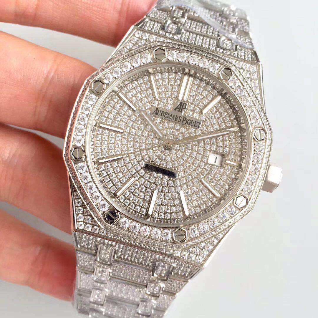 Best Swiss Clone Swiss Made Best Replica Audemars Piguet Royal Oak 15400 STAINLESS STEEL & DIAMOND SILVER DIAL SWISS 3120 - Replica Swiss Clones Watches