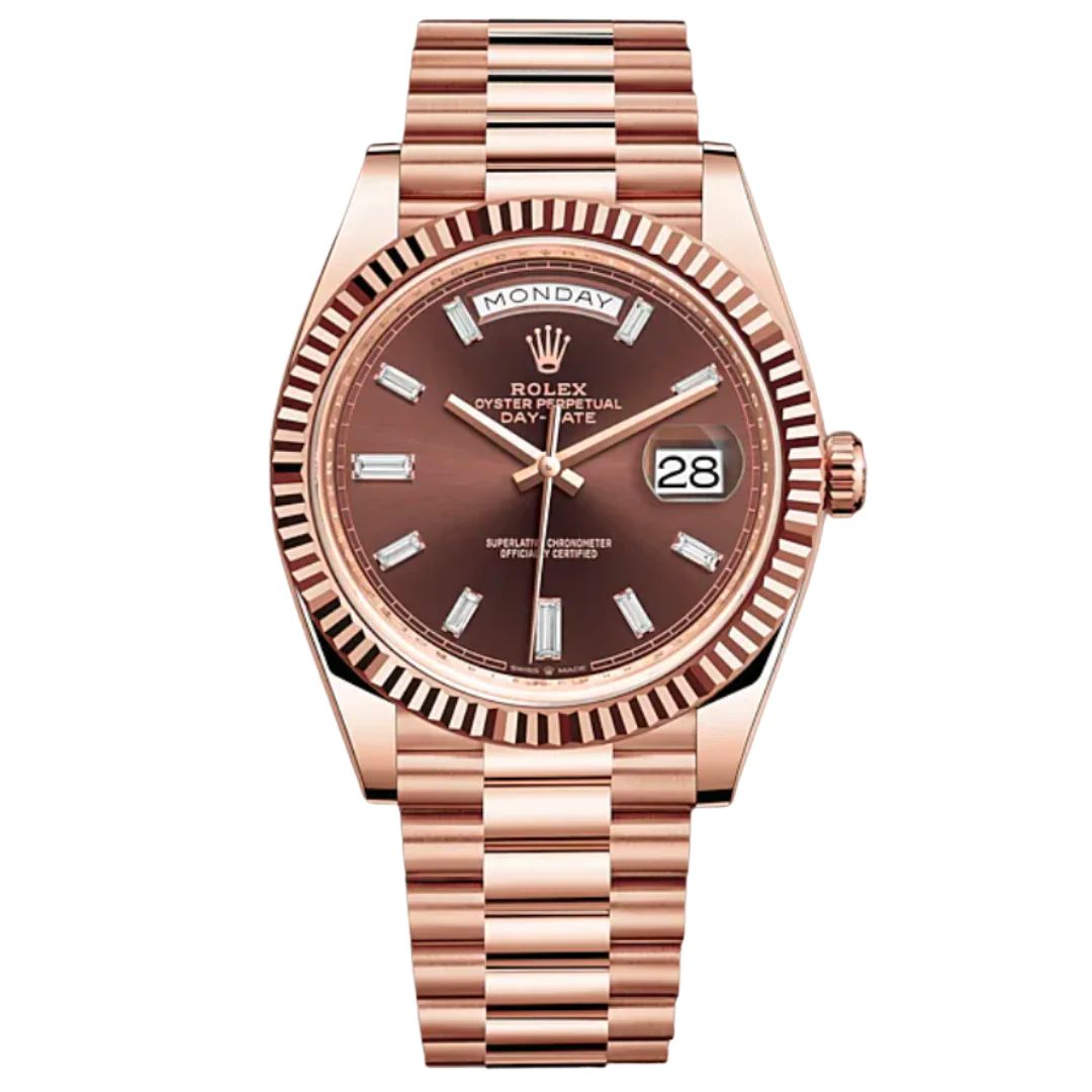 Replica Rolex Day-Date Rose Gold Chocolate Dial 