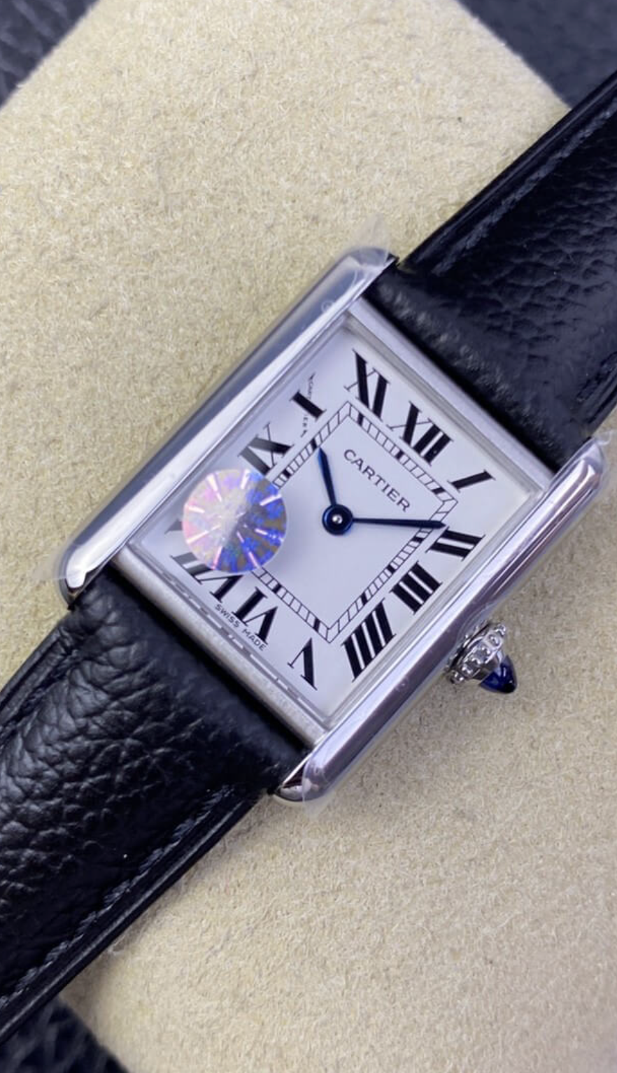 CARTIER TANK WSTA0042 BLACK LEATHER STRAP - IP Empire Replica Watches