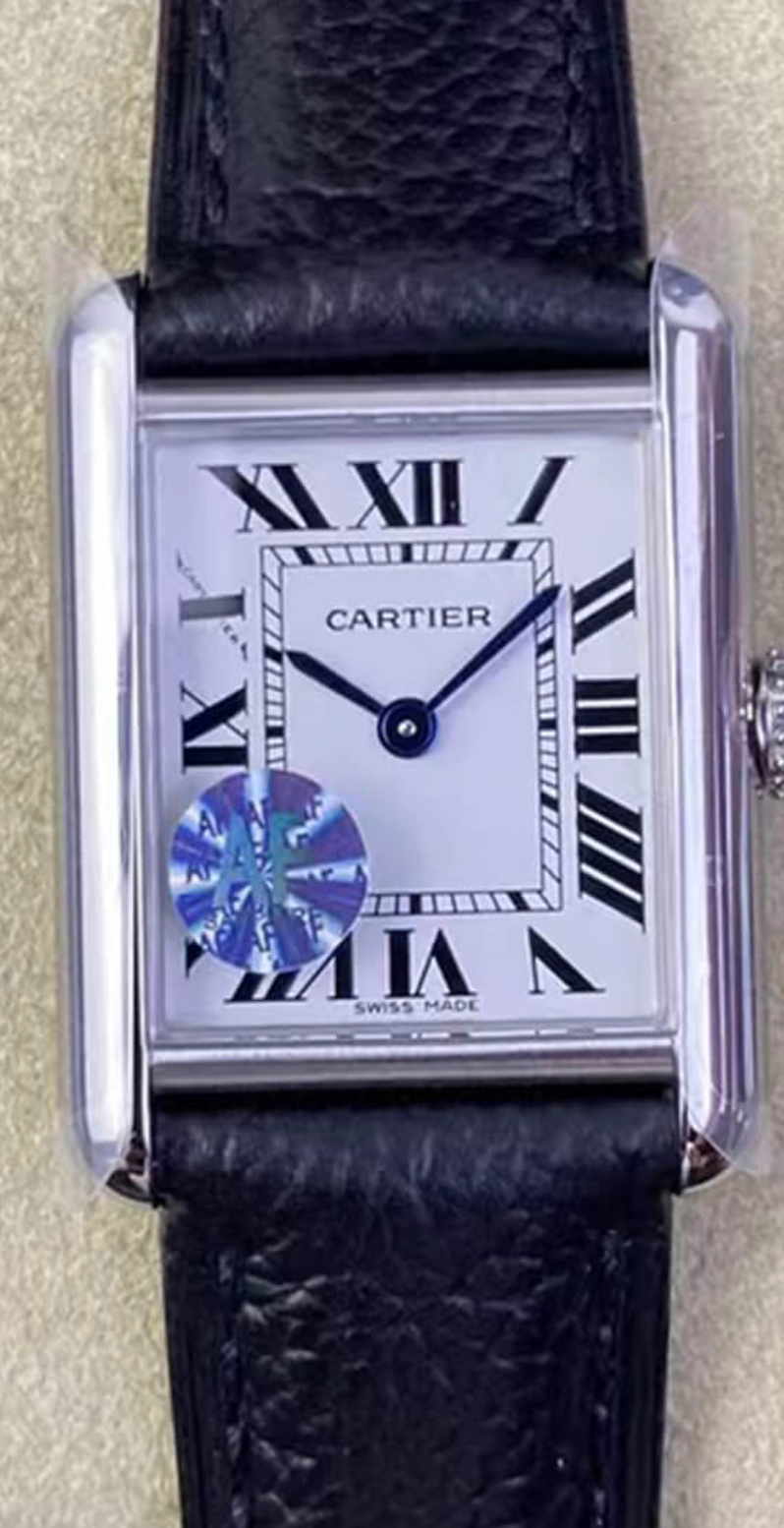 CARTIER TANK WSTA0042 BLACK LEATHER STRAP - IP Empire Replica Watches