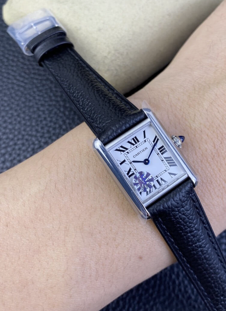 CARTIER TANK WSTA0042 BLACK LEATHER STRAP - IP Empire Replica Watches