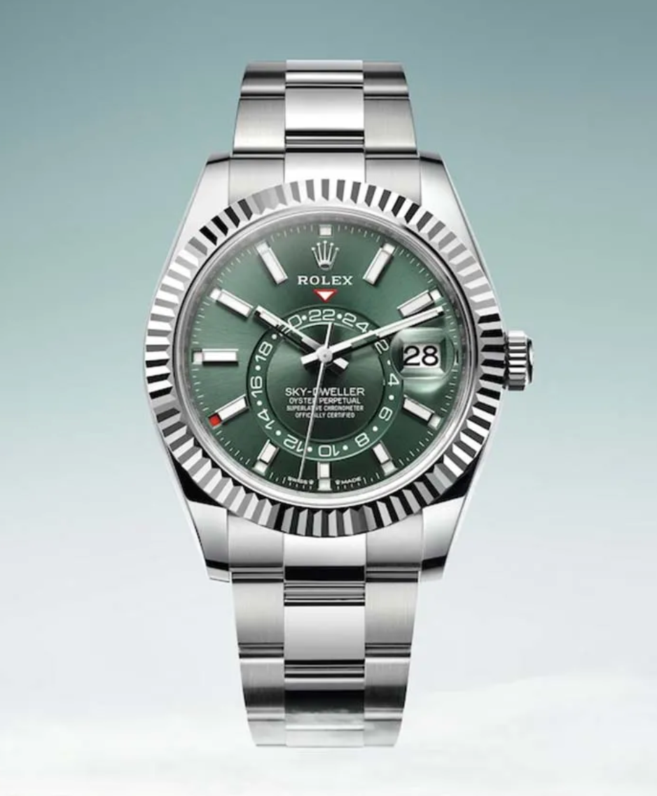 NEW 2023 ROLEX SKY-DWELLER Replica Green SIlver - IP Empire Replica Watches