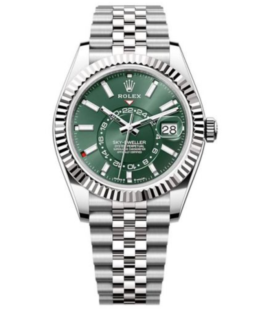 NEW 2023 ROLEX SKY-DWELLER Replica Green SIlver - IP Empire Replica Watches